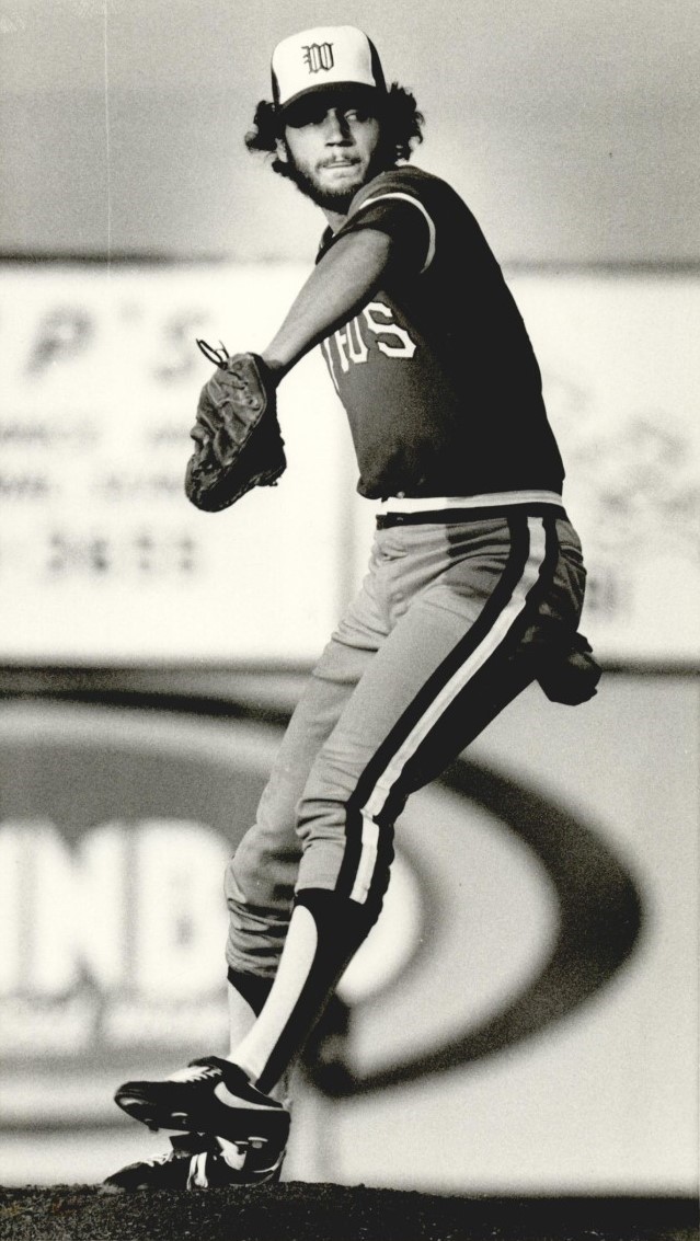Jim Kern finished fourth in the American League Cy Young Award voting for the Texas Rangers in 1979. Here he is pitching for the Wichita Aeros against the OKC 89ers on a rehab assignment in 1981 (photo courtesy of Oklahoma Historical Society).